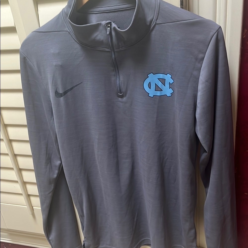 Nike Gray Quarter-Zip Pullover with UNC Emblem
